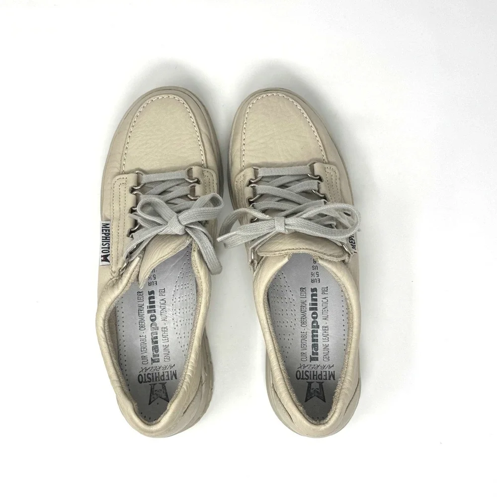 Mephisto Trampolins Air-Relax Beige Leather Walking Shoes Womens 8 US 5.5 EUR